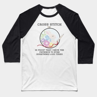 Snarky Cross Stitch Bunny in A Hoop is Stabby Baseball T-Shirt